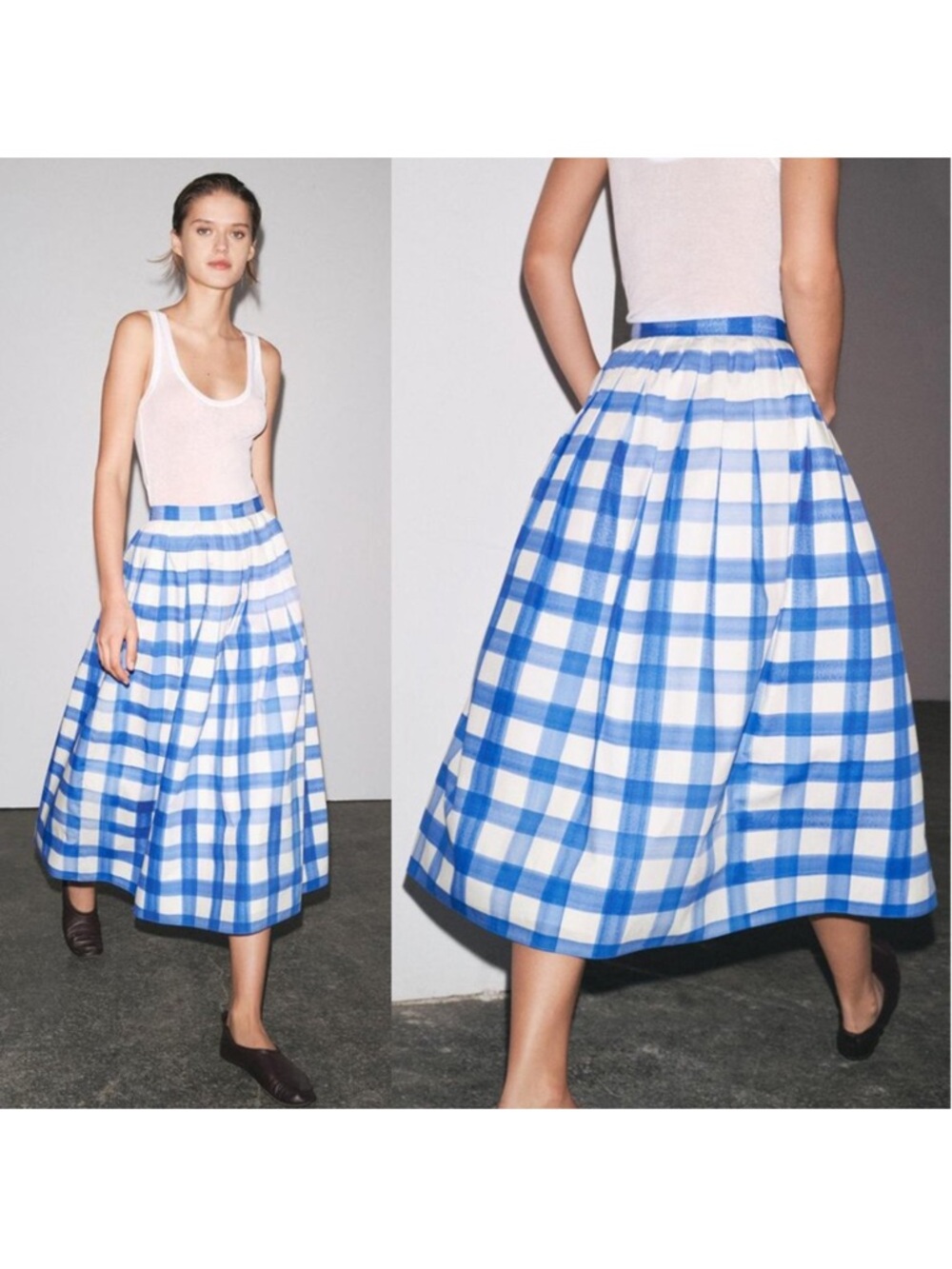 ZARA checkered midi skirt 3090 ZW collection